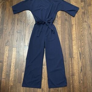 Navy Belted Jumpsuit Medium